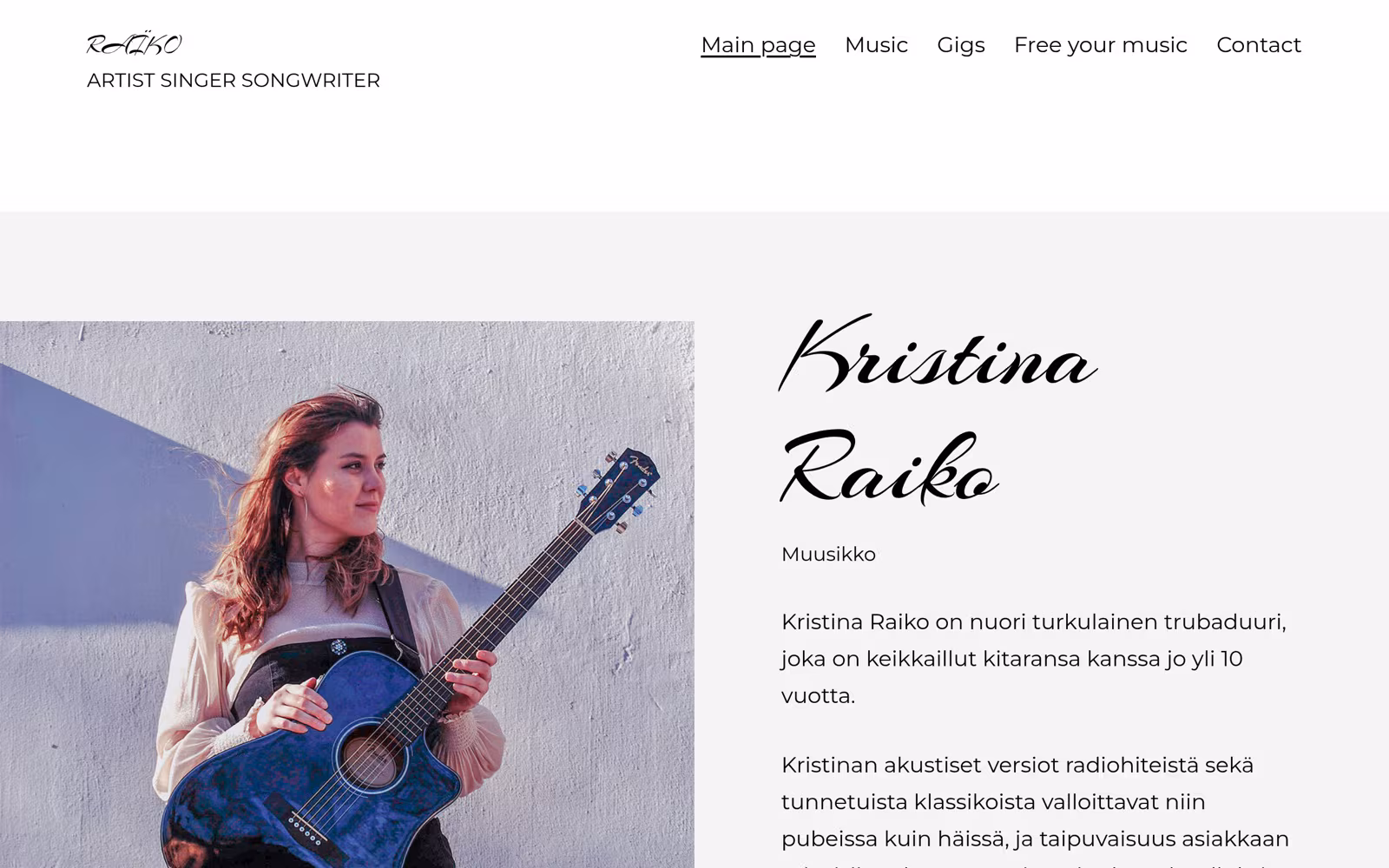 Kristina Raiko — Henkilöbrändin verkkosivusto